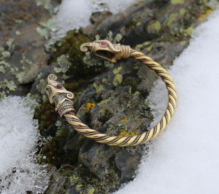 Naav - rock, metal, pohanství obchod - Huginn and Muninn, Viking Bracelet,  brass - Naav - Bracelets - Jewellery