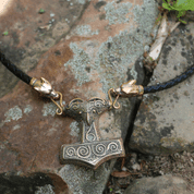 SCANIA, VIKING LEATHER BRAIDED NECKLACE, BRONZE - NECKLACES