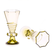 HISTORICAL GREEN GLASS GOBLET - GLASS