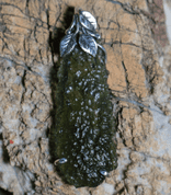 LEAFY MOLDAVITE PENDANT, STERLING SILVER - MOLDAVITE JEWELLERY