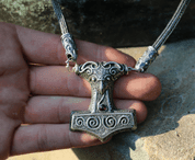 SCANIA THOR'S HAMMER, VIKING KNIT, VIKING NECKLACE, SILVER 925 - PENDANTS - SILVER