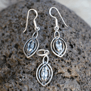 MAIA PENDANT AND EARRINGS, SILVER, BLUE TOPAZ - SILVER JEWELLERY