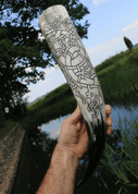 RINGERIKE - DRAGON, CARVED DRINKING HORN - DRINKING HORNS