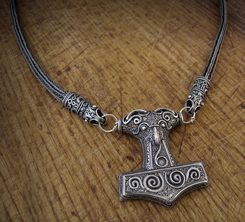 THOR's HAMMER, Scania, viking knit, silver necklace