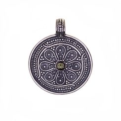 VESNA, pagan silver pendant with Moldavite