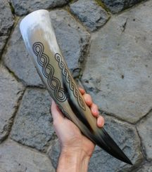 SLAVIJA, engraved Dark Age Drinking Horn