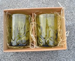 WHISKEY SOUPRAVA,  2 kusy, zelené lesní sklo
