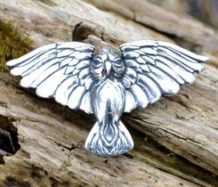 ATHENE NOCTUA - owl, silver pendant - large