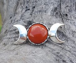 THREE MOON, pendant, sterling silver and jasper