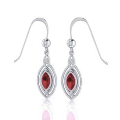 EARRINGS with faceted garnet, sterling silver