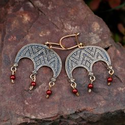 LUDMILA, earrings, bronze, red