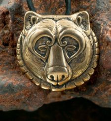 BEAR, head, bronze pendant