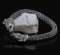 DREKI, drak, stříbrný náramek - viking knit Ag 925