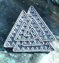 VALKNUT, viking symbol, sterling silver pendant