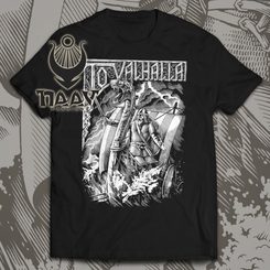 To VALHALLA, T-Shirt of Viking Warriors, bw