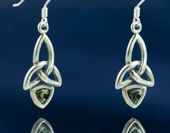 KIRA, earrings, moldavite and silver