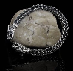 FENRIR, wolf, sterling silver bracelet - viking knit