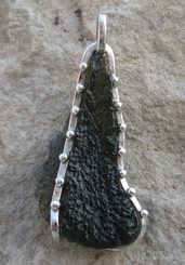 CALLISTO, raw moldavite pendant, sterling silver