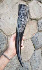 INFINITY, Drinking Horn with Carved Decoration, 0.4 l