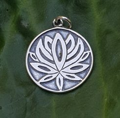 Sacred Lotus Flower, silver pendant
