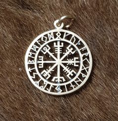 VEGVISIR, Icelandic Rune Pendant, bronze