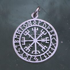 VEGVISIR, Icelandic Rune small Pendant, silver