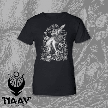 HARE, WOMEN'S T-SHIRT BLACK, DRUID COLLECTION