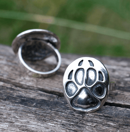 WOLF TRACK, RING, STERLING SILVER