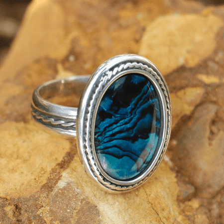 ANTICA, SILVER RING AND PAUA SHELL
