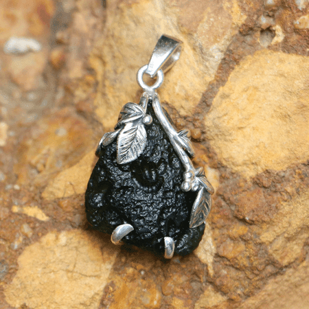 GABRETA MOLDAVITE SILVER PENDANT