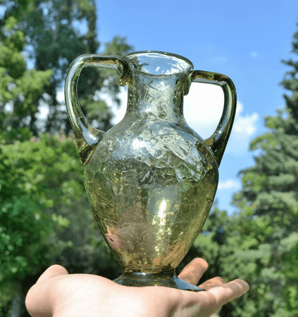 ANCIENT AMPHORA, ICE GLASS, GREEN GLASS