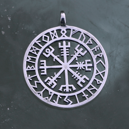 VEGVISIR - KOMPAS, ISLANDSKÁ RUNA, PŘÍVĚŠEK, STŘÍBRO 925, VELKÝ, 10G