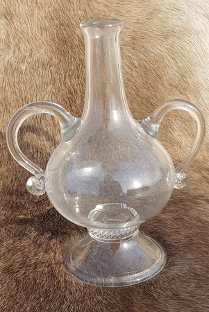 VASE WITH HANDLES, WHITE GLASS