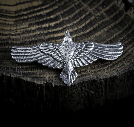 FLYING CROW - RAVEN PENDANT, STERLING SILVER