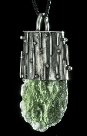 GABROS - MOLDAVITE, STERLING SILVER PENDANT