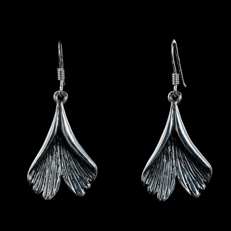 GINKGO, EARRINGS, SILVER