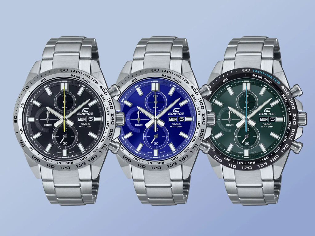 Casio Edifice EFR-574D-2AVUEF Orologio Cronografo Uomo - Acciaio, Quadrante Blu, Tachimetro E Datario