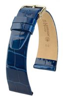 Remienok Hirsch Prestige Alligator - modrý, lesklý