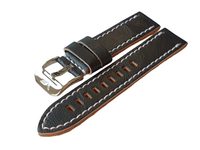 Kožený remienok Vostok Europe pre Almaz NH35A-320A258 - biele prešívanie / lesklá pracka