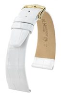 Remienok Hirsch Prestige Aligator - biely, lesklý