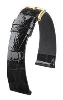 Remienok Hirsch Prestige 1 krokodíl - čierny, lesklý