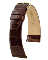 Remienok Hirsch Prestige Aligator - tmavohnedý, lesklý