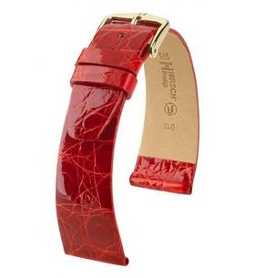 ŘEMÍNEK HIRSCH PRESTIGE 1 CROCODILE - ČERVENÝ, LESK - REMIENKY - OSTATNÉ