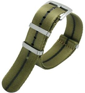REMIENOK NATO SPORTS KHAKI, ČIERNY PRUH 22 MM - REMIENKY - OSTATNÉ