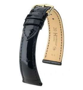 ŘEMÍNEK HIRSCH LONDON 1 ALLIGATOR - ČERNÝ, LESK - REMIENKY - OSTATNÉ