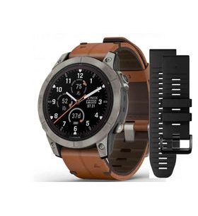 GARMIN FĒNIX 7 PRO SAPPHIRE SOLAR EDITION TITANIUM / BROWN LEATHER BAND - 010-02777-30 - FENIX 7 - ZNAČKY