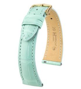 ŘEMÍNEK HIRSCH LONDON ALLIGATOR - PASTELOVÝ MODRÝ, MAT - REMIENKY - OSTATNÉ