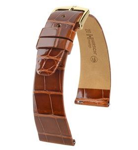 ŘEMÍNEK HIRSCH PRESTIGE 1 ALLIGATOR - ZLATOHNĚDÝ, LESK - REMIENKY - OSTATNÉ