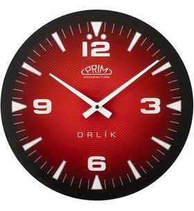 HODINY ORLÍK III ČIERNO-ČERVENÉ E09.5541.9020 - NÁSTENNÉ HODINY - OSTATNÉ