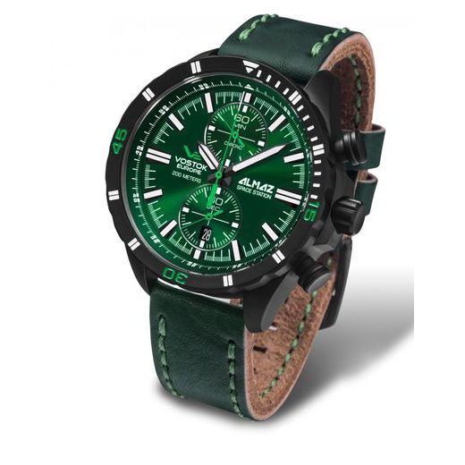 KOŽENÝ REMIENOK VOSTOK EUROPE PRE ALMAZ 6S11-320C261 - ZELENÁ/ČIERNA PRACKA - REMIENKY - OSTATNÉ